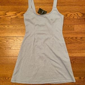 pastel blue houndstooth mini dress